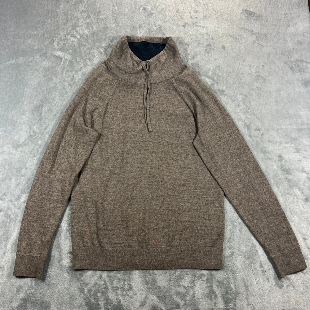 BANANA REPUBLIC Cowl Neck Sweater Mens M Brown 100 Organic Cotton Fall Soft 2019